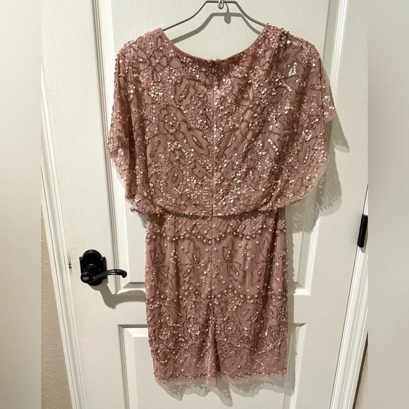 Adrianna Papell Candied Ginger Beaded Mesh Blouson Dress NWT - Picture 14 of 16